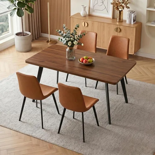 Vista 26 de Zerifevni 47.2"- 62.9" Extendable Dining Table Set of 5 Kitchen Table with 4 Dining Chairs, Modern Gray Wood Grain, Waterproof Scratchproof for