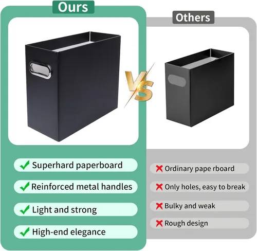 Vista 6 de Caja organizadora de archivos plegable con asa, 12.20 x 5.11 x 9.84 pulgadas, organizador de archivos para el hogar u oficina, pequeña caja de Negro