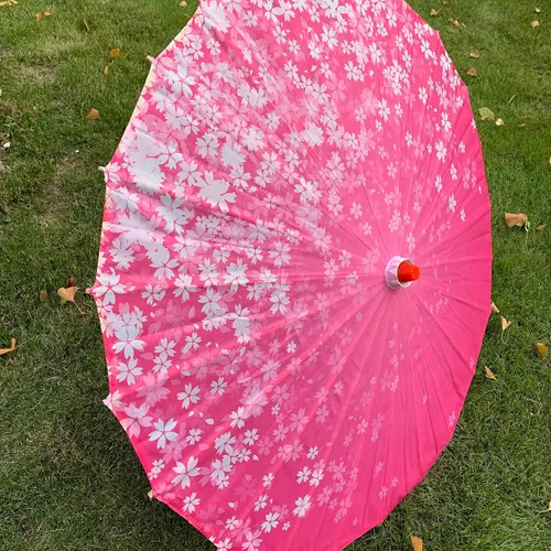 Vista 5 de Paraguas de tela de bambú con estampado de arte chino japonés clásico de baile paraguas flor de ciruelo para fiestas de boda fotografía disfraces