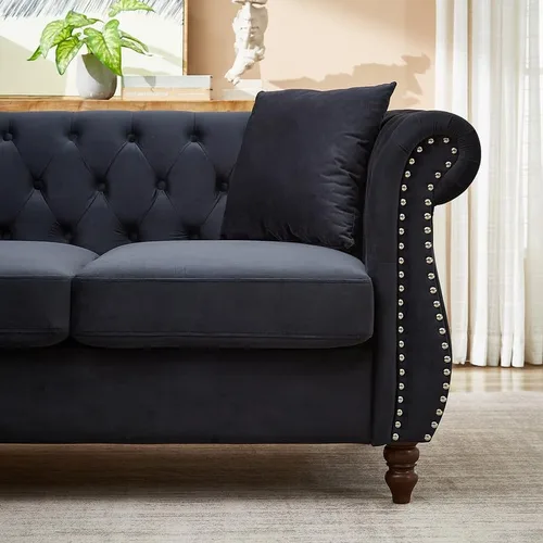 Vista 6 de DHAEY Sofá modular esquinero de gran tamaño de 83.5 pulgadas de ancho, sofás de tela de terciopelo para sala de estar, sofá modular con almohadas
