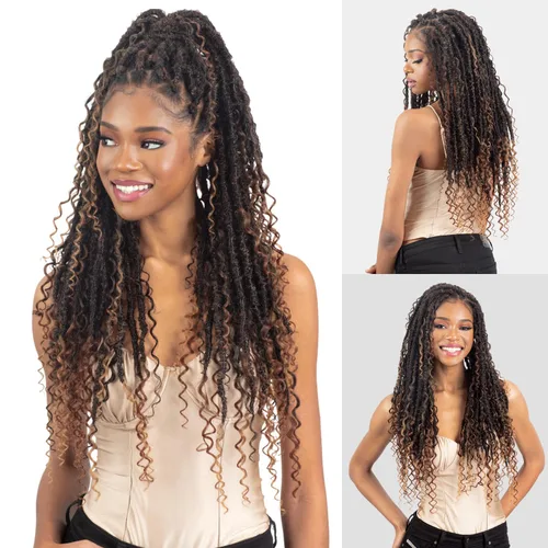 Vista 3 de FreeTress - Trenzas de ganchillo 2X Rebel Distressed Loc de 22 pulgadas (27)
