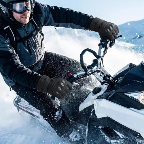 Vista 8 de Guantes de motocicleta de invierno, guantes de pantalla táctil resistentes al viento, guantes de conducción cálidos y fríos para hombres, aptos