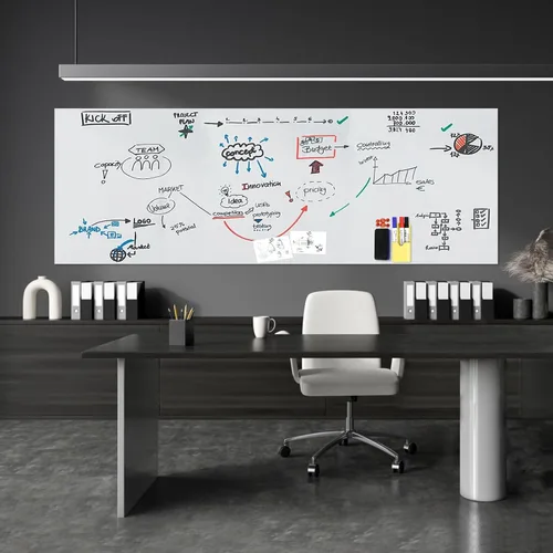 Vista 8 de Adhesivo de Pizarra Blanca Magnética 47"x16.5" Papel de Pizarra Magnética de Borrado en Seco para Adhesivo de Pared Refrigerador Hoja de Pizarra