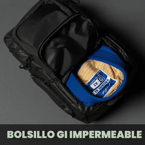 Vista 4 de Mochila dorada BJJ para Jiu Jitsu – Bolsa de deporte muy resistente con bolsillo impermeable de tejido de GI