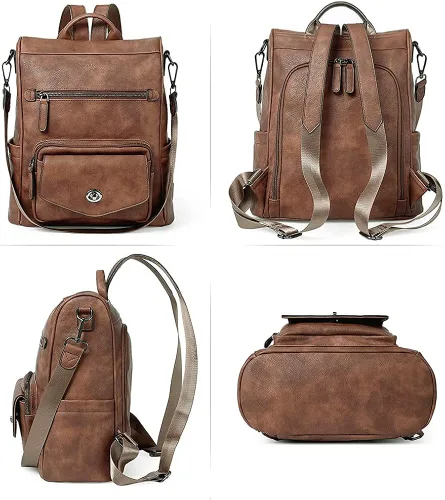 Vista 7 de CLUCI Cartera grande de cuero con cremallera alrededor del tarjetero organizador de viaje bolso de mano con mochila para mujer bolso convertible