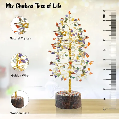 Vista 2 de Árbol de cristal de mezcla de chakras, piedras preciosas y cristales, curación de chakras, Feng Shui, árbol de meditación, árbol de piedras