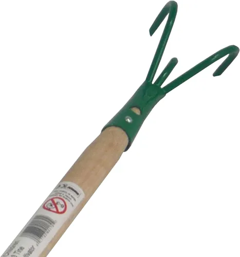 Vista 3 de Eurogarden Cultivador de 3 dientes para niños, herramienta de jardín ligera con mango de madera largo para niños o adultos que prefieren