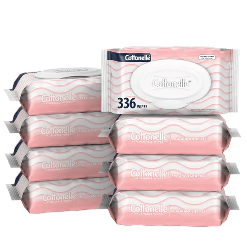 Vista 8 de Cottonelle Toallitas húmedas desechables sin fragancia, toallitas húmedas para adultos, 2 paquetes con tapa abatible, 42 toallitas por paquete