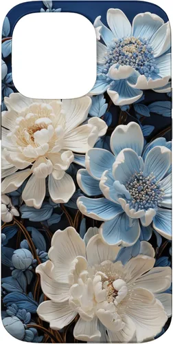 Vista 21 de iPhone 16 Chinoiserie Floral Toile Blue and White Case