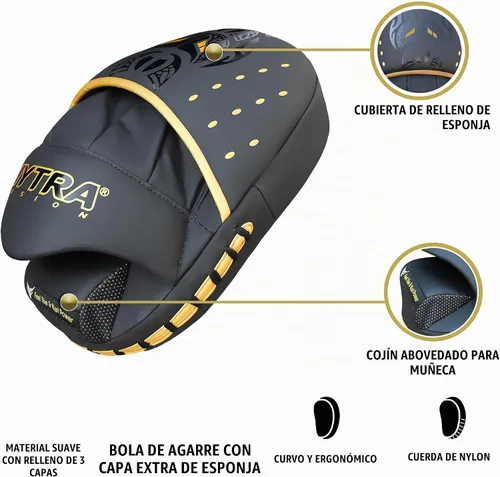 Vista 3 de Mytra Fusion Boxing Pads - Focus Mitts MMA Muay Thai Boxing Mitts for Kickboxing Training and Martial Arts Negro