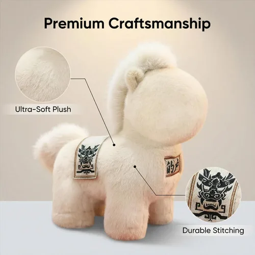 Vista 3 de Animales de peluche del Año del Caballo 2026 - Juguetes de peluche suaves de peluche, juguetes de mascota decoración del zodiaco, juguete suave