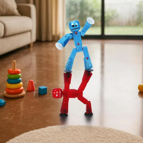 Vista 2 de Zing StikBot - Paquete doble de StarFrost Blue & Comet Red – 2 figuras de acción coleccionables posables, juguete de animación con ventosa