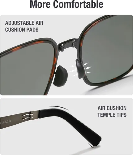 Vista 4 de BENEUNDER Gafas de sol polarizadas ultraligeras - Marco cuadrado de metal plegable con lentes antirreflejos de protección UV