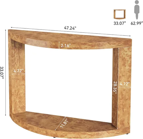 Vista 2 de Tribesigns Mesa consola de 2 niveles para sala de estar, mesa de entrada moderna de 47.24 pulgadas para vestíbulo, pasillo, marrón