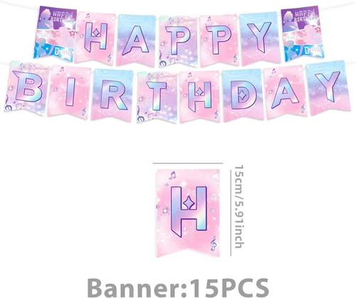 Vista 3 de Suministros de fiesta de cumpleaños decoraciones globos decoración banner patriótico abanicos de papel decoración suministro rosa niña escuela aula