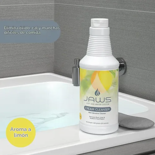 Vista 2 de JAWS Crema limpiadora con esponjas de microfibra, removedor de manchas de agua dura y limpiador abrasivo suave