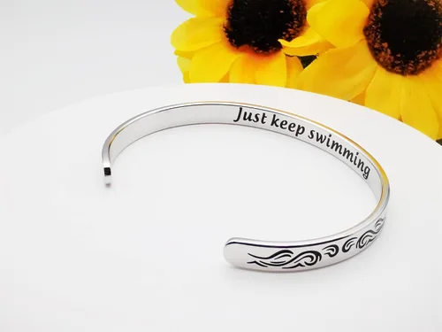 Vista 126 de Pulseras inspiradoras para mujer, joyería de acero inoxidable, con refranes, pulsera motivacional con mensaje oculto, pulseras grabadas para mejor