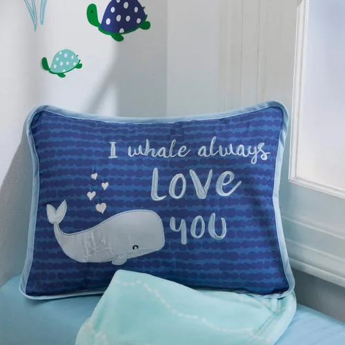 Vista 3 de Lambs & Ivy Oceania - Cojín decorativo para cojín de ballena azul