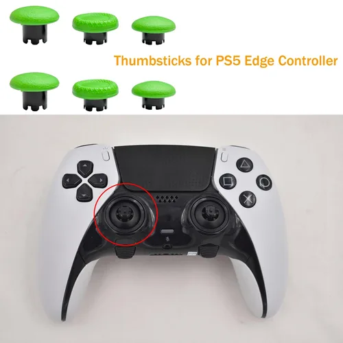 Vista 3 de Palancas de pulgar 6 en 1 de repuesto para controlador PS5 Dualsense, palancas para controlador de borde PS5, piezas de accesorios para PS5 Verde