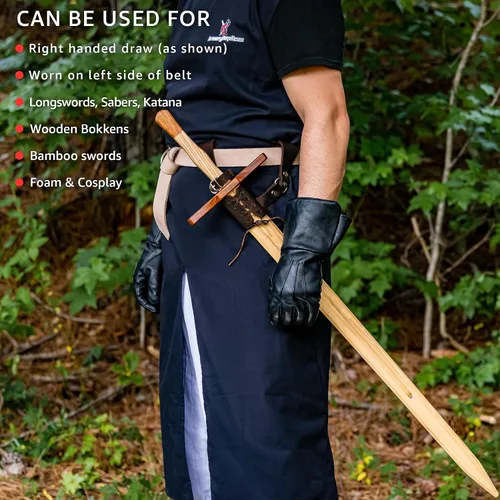 Vista 93 de Armory Replicas™ - Rana espada de cuero hecha a mano – Disfraz medieval LARP hebilla ajustable y cinturón de arma con cable soporte