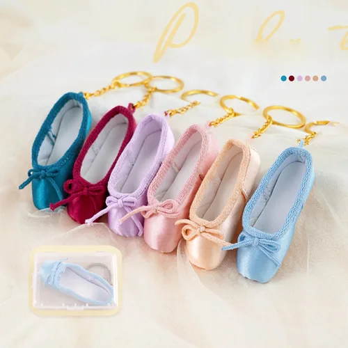 Vista 3 de BIBABLYKE Mini zapatos de ballet llavero zapatos de punta llaveros hechos a mano Pointe zapato encanto bolsa colgante regalo para amantes de la danza