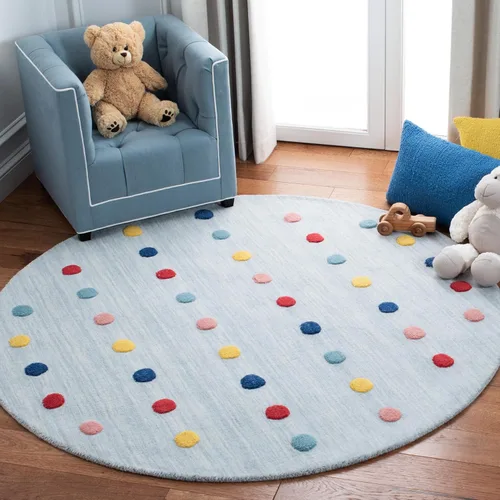 Vista 12 de SAFAVIEH Colección Kids - Alfombra decorativa de 3 x 5 pies, color gris, hecha a mano, de lana de lunares, ideal para zonas de alto tráfico