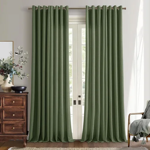 Vista 33 de Cortinas de avena con ojales DUKIYO de 96 pulgadas de largo para sala de estar, comedor, juego de 2 paneles, cortinas de arena y beige