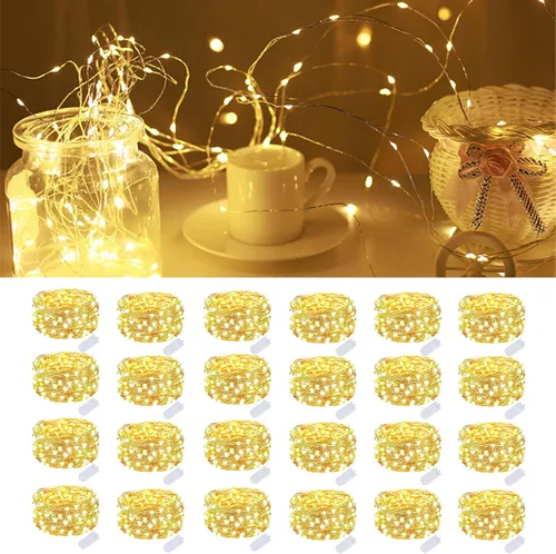 Vista 24 de Guirnalda de luces de Navidad, 10 pies, 30 LED, árbol de Navidad, Papá Noel, copo de nieve, luces de hadas, funciona con pilas, con control remoto