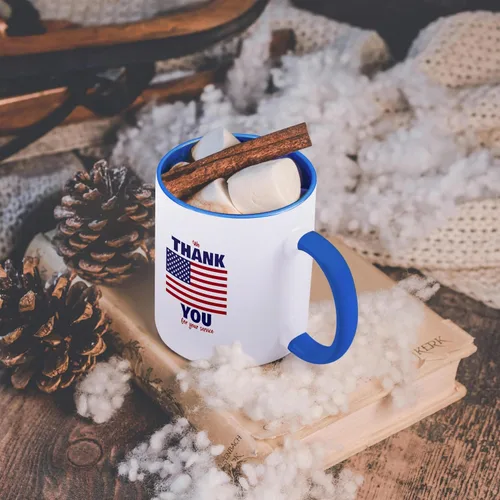 Vista 6 de 3dRose Taza de café de 11 onzas en dos tonos azul, We Thank You For Your Service, taza del Día de los Veteranos, regalos para veteranos
