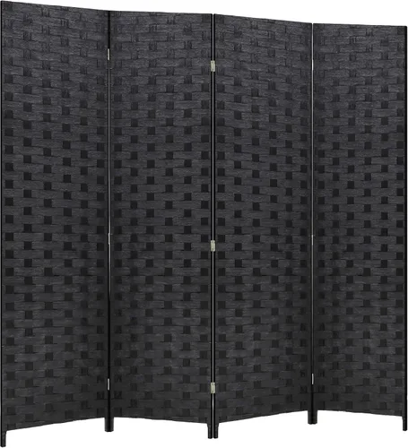 Vista 14 de FDW - Mampara plegable y portátil de madera con diseño de malla tejida para casa y oficina
