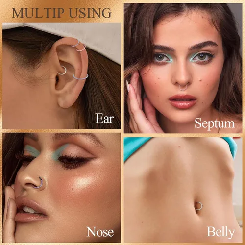 Vista 6 de Opal Septum Jewelry Surgical Steel Septum Ring Daith Rook Tragus Earring