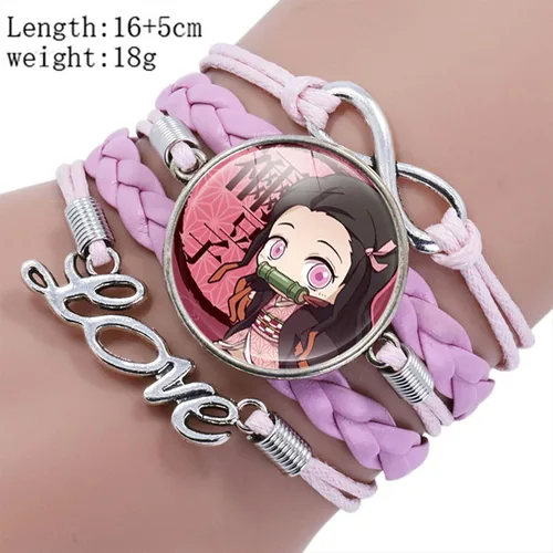 Vista 4 de SWPERP Demon Slayer Bracelet Adjustable Gemstone Bracelet Pink 185cm71x196 inch