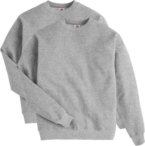 Vista 22 de Hanes Men's Sweatshirt, EcoSmart Fleece Crewneck Sweatshirt, Big & Tall Available, 1 or 2-Pack Marrón (Army Brown)