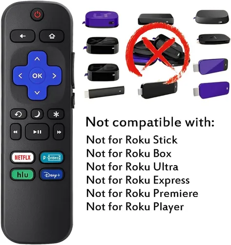 Vista 3 de 2 unidades de control remoto de repuesto compatibles con Roku TV, ajuste remoto universal para televisores inteligentes