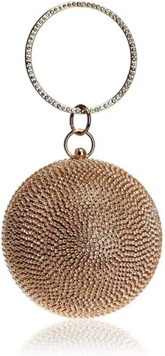 Vista 2 de Bolso de mano con forma de bola, bolso de fiesta, bolso de noche con mango de anillo de diamantes