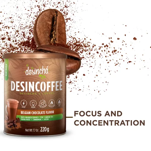 Vista 5 de Desincha Desin - Café instantáneo Keto sabor moca chocolate; café 100% arábica, té verde, yerba mate, canela y cacao; bajo en calorías, colágeno