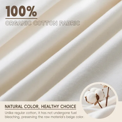 Vista 2 de puredown® Edredón de plumas de ganso, funda de edredón 100% algodón orgánico para todas las estaciones, transpirable, esponjoso, cálido, edredón