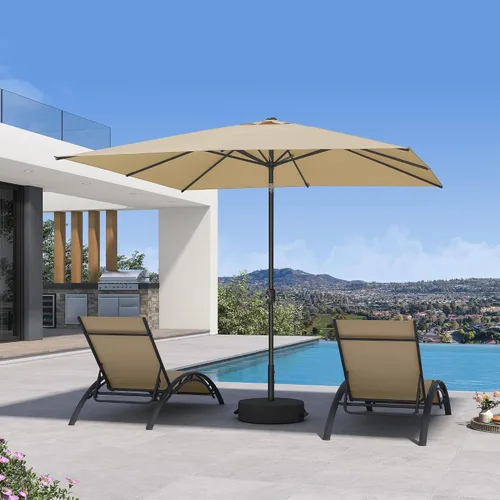 Vista 51 de PURPLE LEAF Sombrilla LED para patio y piscina, 5 x 8 pies, con base para Beige