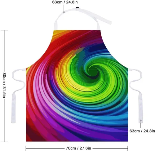 Vista 2 de MUSM Rainbow Spiral Apron，Classic Vintage Funny with Pockets Aprons,Adjustable Bib Waterdrop Resistant for Kitchen Cooking Restaurant BBQ Painting