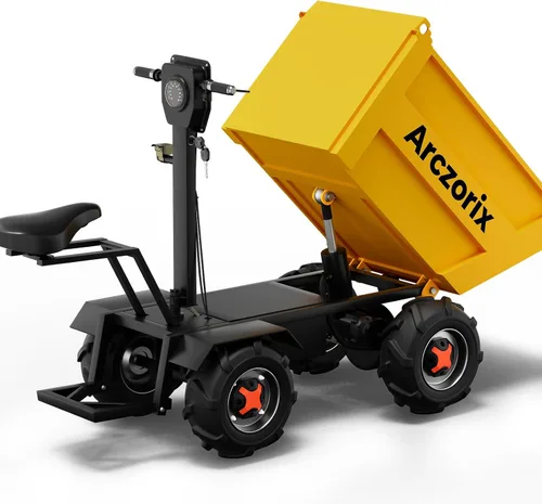 Vista 7 de [Neumáticos todo terreno] Arczorix Carretilla utilitaria 48V 20Ah Batería de plomo ácido sellada 1500W Capacidad 2205Lbs con volquete manual