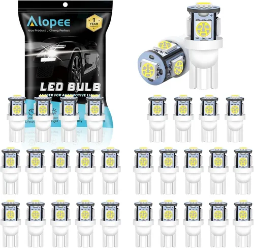 Vista 11 de Alopee Paquete de 10 bombillas LED 4114 de polaridad no polar, luz diurna blanca, T25, 4114, DC 12V, para bombilla de luz de freno trasero de señal