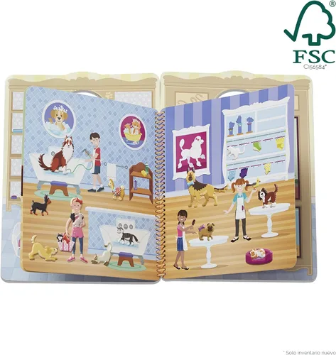 Vista 8 de Juego con pegatinas en relieve, de la marca Melissa & Doug, Libro de actividades "lugar de mascotas" con adhesivos acolchados
