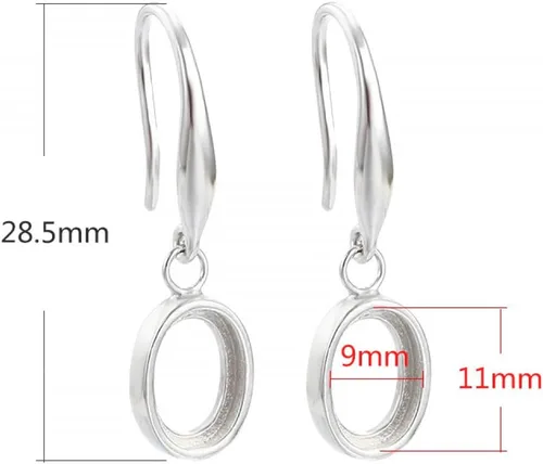 Vista 2 de Bisel de plata de ley 925 en blanco, ajuste de montaje, bandeja para aretes ovalados/cuadrados/rectangulares para hacer joyas de manualidades