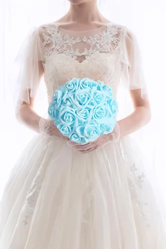 Vista 7 de 100 PCS Rosas de Espuma Azul Bebé Flores Artificiales Flores de Espuma Azul a Granel Sin Tallo Rosas Falsas para Bricolaje Centros de Mesa de Boda