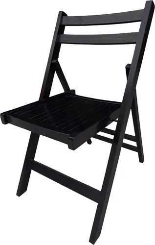 Vista 5 de CIATRE Eleva tus reuniones al aire libre con sillas plegables de madera de listones - Juego de 4 (negro)