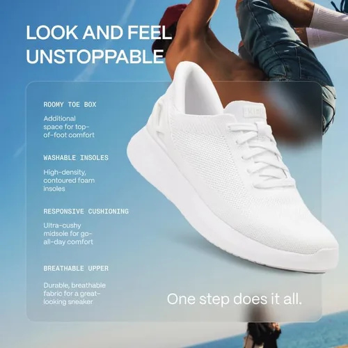 Vista 3 de Kizik Athens - Zapatos deportivos cómodos y transpirables de punto, fáciles de poner, zapatos para caminar para hombres, mujeres y ancianos, zapatos