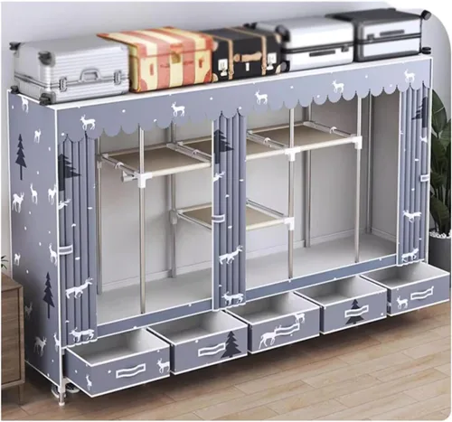 Vista 14 de Armarios grandes Armario portátil con cajón Armarios para dormitorio colgante de metal hierro ropa armario ahorra espacio armario ahorro de espacio