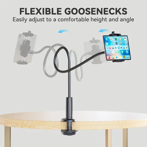 Vista 7 de KDD Soporte de Tableta de Cuello de Cisne, Soporte Ajustable de 360° para Teléfono y iPad para Cama y Escritorio, Abrazadera de Brazo Flexible