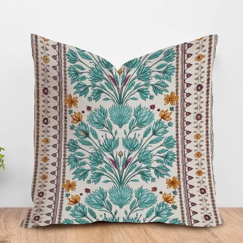 Vista 62 de ArogGeld Funda de cojín con flores verdes y blancas con flores grises y negras y hojas verdes en estilo chinoiserie, funda de almohada cuadrada