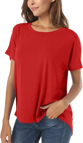 Vista 16 de Herou Camiseta Casual de Verano de Manga Corta Estilo Alto-Bajo Holgada Camisetas Básicas para Mujeres